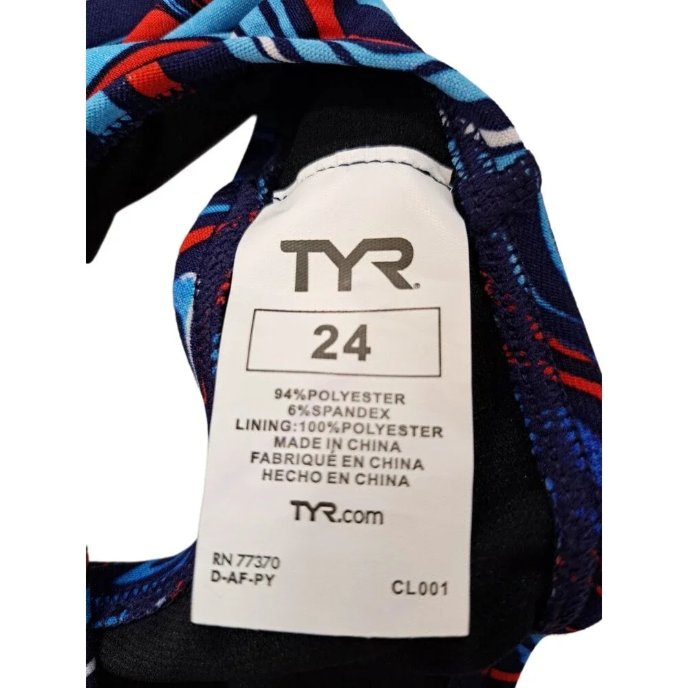 TYR Heatwave Cutoutfit One-pc Swimsuit Blue Red THW7A Size 24 | Girls 7/8 $80